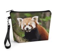 CHYDANY Little Red Panda Makeup Bag, PU Leather,Makeup Pouch with Handle And Zipper ,Cosmetic Bag for Mother, Friends & Women 8.9 X 2.6 X 5.7 In