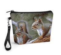 CHYDANY Little Squirrel Makeup Bag, PU Leather,Makeup Pouch with Handle And Zipper ,Cosmetic Bag for Mother, Friends & Women 8.9 X 2.6 X 5.7 In