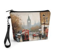 CHYDANY London Impression Makeup Bag, PU Leather,Makeup Pouch with Handle And Zipper ,Cosmetic Bag for Mother, Friends & Women 8.9 X 2.6 X 5.7 In