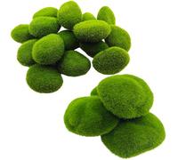 CHYGER Artificial Moss Rocks Moss Stones Green Moss Balls 20 PCS 2 Sizes Fake Faux Green Moss Decor for Fairy Gardens Floral Arrangements Craft Plants Indoor Fish Tank Planter Table Weddings Parties