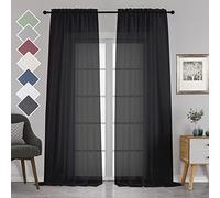 Chyhomenyc 2 Panels Extra Long Sheer Window Curtains, 121 Inch Length, Home Decoration (42 x 118 Inch, Black)