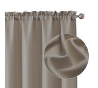 Chyhomenyc - 45 Inch Long Beige Stone Curtains, 2 Panels, Synthetic Linen Texture, Semi-Transparent, Light Filtering, Soft and Airy, Window Treatment Curtains for Living Room