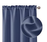 Chyhomenyc Bennet Blue Curtains 63 Inch Length 2 Panels, Faux Linen Textured Semi Sheer Light Filtering Soft Airy Rod Pocket Window Treatment Drapes for Living Room Bedroom, Each 40" Wx63 L