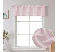 Chyhomenyc Bennet Blush Pink Valance for Windows, Faux Linen Slub Textured Semi Sheer Small Window Kitchen Valance Curtain, Rod Pocket Cafe Valance for Bathroom Laundry Basement, 30Wx14L inch, 2 Piece