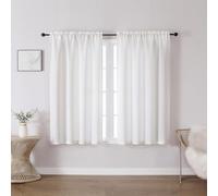 Chyhomenyc Bennet Curtains 45 Inch Length 2 Panels, Faux Linen Textured Semi Sheer Light Filtering Soft Airy Rod Pocket Window Treatment Drapes for Living Room Bedroom, 30Wx45L Inch, 2 PCS, Natural
