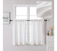 Chyhomenyc Bennet Kitchen Tier Curtains, 36 Inch Length, Faux Linen Textured Small Cafe Curtains, Light Filtering, 30x36 inch, 2PCS, Natural