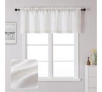 Chyhomenyc Bennet Linen Valance for Windows, Faux Linen Slub Textured Semi Sheer Small Window Kitchen Valance Curtain, Rod Pocket Cafe Valance for Bathroom Basement, 60Wx18L inch, 1 Piece, Natural