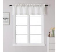 Chyhomenyc Bennet Linen Valance for Windows, Faux Linen Slub Textured Semi Sheer Small Window Kitchen Curtain, Rod Pocket Cafe Style for Bathroom Basement, 60Wx14L Inch, 1 Piece, Natural