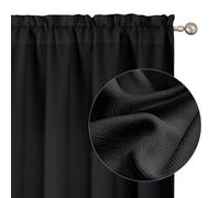 Chyhomenyc Black Curtains 72 Inch Length 2 Panels Set, Faux Linen Textured Semi Sheer Light Filtering Soft Airy Privacy Farmhouse Curtain Drapes for Living Room Bedroom, 40 Wx72 L Inches