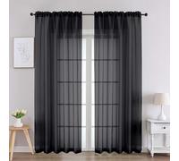 Chyhomenyc Black Sheer Curtains 84 Inches Long 2 Panels, Light Filtering Black Curtains for Living Room, Soft Gentle Voile Rod Pocket Bedroom Window Drapes, 59Wx84L Inch, 2PCS