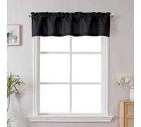 Chyhomenyc Black Valance for Windows, Light Filtering Faux Linen Textured Semi Sheer Small Short Valance for Bathroom Laundry Basement, 60Wx12L inch, 1 Piece