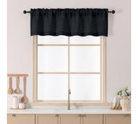 Chyhomenyc Black Valance for Windows, Light Filtering Faux Linen Textured Small Short Valance Kitchen Curtain, Rod Pocket Top Short Window Curtain for Bathroom Basement Farmhouse, 60Wx14L Inch