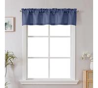 Chyhomenyc Blue Valance for Windows, Light Filtering Faux Linen Textured Semi Sheer Small Short Valance for Bathroom Laundry Basement, 60Wx12L inch, 1 Piece