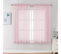 Chyhomenyc Blush Pink Sheer Curtains 63 Inches Long 2 Panels, Light Filtering Bright Lightweight Curtains for Living Room, Soft Gentle Voile Rod Pocket Bedroom Window Drapes, 59Wx63L Inch, 2PCS