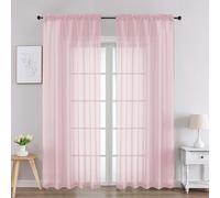 Chyhomenyc Blush Pink Sheer Curtains 84 Inches Long 2 Panels, Light Filtering Blush Pink Curtains for Living Room, Soft Gentle Voile Rod Pocket Bedroom Window Drapes, 59Wx84L Inch, 2PCS