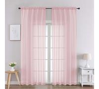 Chyhomenyc Blush Pink Sheer Curtains 90 Inches Long 2 Panels, Light Filtering Blush Pink Curtains for Living Room, Soft Gentle Voile Rod Pocket Bedroom Window Drapes, 59Wx90L Inch, 2PCS
