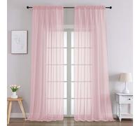 Chyhomenyc Blush Pink Sheer Curtains 96 Inches Long 2 Panels, Light Filtering Blush Pink Curtains for Living Room, Soft Gentle Voile Rod Pocket Bedroom Window Drapes, 59Wx96L Inch, 2PCS