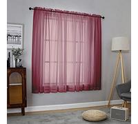 Chyhomenyc Burgundy Sheer Curtains 63 Inches Long 2 Panels Set, Light Filtering Voile Window Drapes for Bedroom Living Room, 42Wx63L Inch, Burgundy, 2PCS