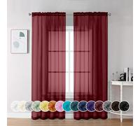 Chyhomenyc Burgundy Sheer Curtains 84 Inches Long 2 Panels, Light Filtering Voile Christmas Curtain Drapes Window Treatment for Bedroom Living Room, Each 42Wx84L Inch