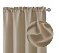 Chyhomenyc Camel Curtains 63 Inch Length 2 Panels, Faux Linen Textured Semi Sheer Light Filtering Soft Airy Rod Pocket Window Treatment Drapes for Living Room Bedroom, Each 40" Wx63 L