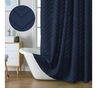 Chyhomenyc Chevron Boho Navy Blue Shower Curtain 72x72 inches, Fabric Shower Curtain Modern Chic Textured Tufted Chevron Striped Minimalist Hotel Bathroom Shower Curtain