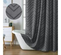 Chyhomenyc Chevron Grey Boho Shower Curtain 72x72 inches, Fabric Shower Curtain Modern Chic Textured Tufted Chevron Striped Minimalist Hotel Bathroom Shower Curtain