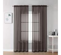 Chyhomenyc Chocolate Brown Sheer Curtains 78 Inches Long 2 Panels Set for Living Room, Light Filtering Voile Lightweight Bedroom Curtains, Rod Pocket Solid Window Treatment Drapes, Each 42W x 78L