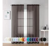 Chyhomenyc Chocolate Brown Sheer Curtains 84 Inches Long, Light Filtering Sheer Curtains for Living Room Bedroom, 42x84 Inches， 2 Pieces