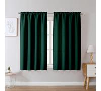 Chyhomenyc Christmas Hunter Green Curtains 54 Inch Length 2 Panels, Faux Linen Textured Light Filtering Soft Airy Rod Pocket Window Treatment Drapes for Living Room Bedroom, 30Wx54L Inch, Set of 2