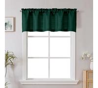 Chyhomenyc Christmas Hunter Green Valance for Windows, Light Filtering Faux Linen Textured Small Short Valance for Bathroom Laundry Basement, 60Wx14L inch, 1 Piece