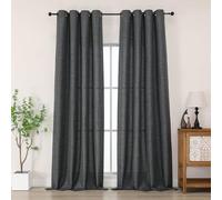 Chyhomenyc Coal Black Extra Long Curtains 120 Inch Length, Light Filtering Faux Linen Textured Soft Airy Living Room Curtains, Elegant Farmhouse Grommet Window Drapes, Each 50Wx120L, 10FT, 2PCS