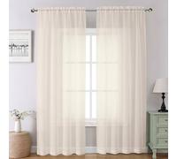 Chyhomenyc Cream Sheer Curtains 108 Inches Long - Light Filtering Voile Extra Long Panel Drapes for Floor to Ceiling Window, Elegant Soft Living Room Curtains, Each 42Wx108L Inch, 9FT, 2 Panels