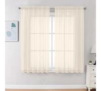 Chyhomenyc Cream Sheer Curtains 63 Inches Long 2 Panels, Light Filtering Bright Lightweight Curtains for Living Room, Soft Gentle Voile Rod Pocket Bedroom Window Drapes, 59Wx63L Inch, 2PCS