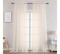 Chyhomenyc Cream Sheer Curtains 96 Inches Long 2 Panels, Light Filtering Cream Curtains for Living Room, Soft Gentle Voile Rod Pocket Bedroom Window Drapes, 59Wx96L Inch, 2PCS