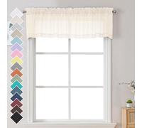 Chyhomenyc Cream Sheer Valances for Windows 2 Pack, Small Window Curtains for Living Room Bathroom Cafe Laundry Basement, Modern Top Dual Rod Pocket Voile Curtain, 42W x 14L inches