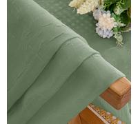 Chyhomenyc Crushed Sheer Sage Green Curtains 84 Inch Length 2 Panels, Light Filtering Solid Crinkle Voile Lightweight Rod Pocket Sheer Curtian for Bedroom Living Room, Each 42Wx84L Inches