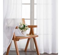 Chyhomenyc Crushed Sheer White Curtains 72 Inch Length 2 Panels, Light Filtering Solid Crinkle Voile French Door Curtian for Bedroom Living Room, Each 42Wx72L Inches