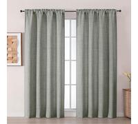 Chyhomenyc Curtains 120 Inch Length 2 Panels - Light Filtering Faux Linen Textured Soft Airy Curtains, Modern Rod Pocket Window Drapes for Living Room Bedroom, Each 52Wx120L Inch, 10FT, Dark Grey