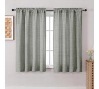 Chyhomenyc Curtains 54 Inch Length for Living Room - Light Filtering Faux Linen Textured Window Curtains, Soft Airy Rod Pocket Window Treatment Drapes for Bedroom, 42Wx54L, 2PCS, Dark Grey