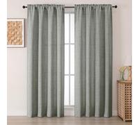 Chyhomenyc Curtains 72 Inch Length 2 Panels Set - Light Filtering Faux Linen Textured Living Room Curtains, Soft Airy Farmhouse Rod Pocket Window Drapes for Bedroom, Each 42Wx72L, Dark Grey