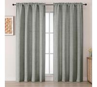 Chyhomenyc Curtains 84 Inches Long 2 Panels - Light Filtering Faux Linen Textured Window Curtains for Living Room, Elegant Soft Airy Rod Pocket Farmhouse Bedroom Curtain, Each 52Wx84L, Dark Grey