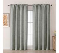 Chyhomenyc Curtains 90 Inch Length 2 Panels - Light Filtering Faux Linen Textured Soft Airy Curtains, Modern Rod Pocket Window Drapes for Living Room Bedroom, Each 52Wx90L Inch, Dark Grey
