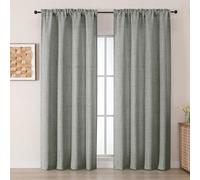 Chyhomenyc Curtains 96 Inch Length 2 Panels - Light Filtering Faux Linen Textured Soft Airy Curtains, Modern Rod Pocket Window Drapes for Living Room Bedroom, Each 52Wx96L Inch, Dark Grey