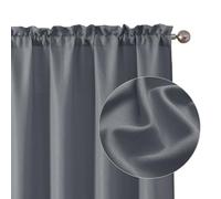Chyhomenyc Dark Grey Curtains 54 Inch Length 2 Panels, Faux Linen Textured Semi Sheer Light Filtering Soft Airy Rod Pocket Window Treatment Drapes for Living Room Bedroom, Each 30" Wx54 L