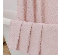 Chyhomenyc Diamo Blush Pink Boho Shower Curtain, Jacquard Textured Fabric for Bathroom, Wrinkle Free Hotel Aesthetic Design Shower Curtain with 12 Plastic Hooks, 72" W x 84" L, Blush Pink