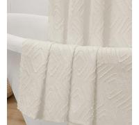 Chyhomenyc Diamo Ivory Boho Shower Curtain, Jacquard Textured Fabric for Bathroom, Wrinkle Free Hotel Aesthetic Design Shower Curtain with 12 Plastic Hooks, 72" W x 84" L, Ivory