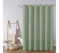 Chyhomenyc Diamo Sage Green Shower Curtains - Geom Tufted Textured Heavy Duty Thick Fabric Shower Curtains, 280G/M Luxury Weighted Cloth Bath Curtain Set with 12 Plastic Hooks, 72" W x 72" L