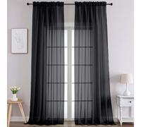 Chyhomenyc Extra Long Black Sheer Curtains 108 Inches Long 2 Panels, Light Filtering Black Curtains for Living Room, Soft Gentle Voile Rod Pocket Bedroom Window Drapes, 59Wx108L Inch, 9FT, 2PCS