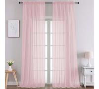 Chyhomenyc Extra Long Blush Pink Sheer Curtains 108 Inches Long 2 Panels, Light Filtering Curtains for Living Room, Soft Gentle Voile Rod Pocket Bedroom Window Drapes, 59Wx108L Inch, 9FT, 2PCS