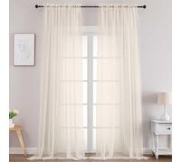Chyhomenyc Extra Long Cream Sheer Curtains 108 Inches Long 2 Panels, Light Filtering Cream Curtains for Living Room, Soft Gentle Voile Rod Pocket Bedroom Window Drapes, 59Wx108L Inch, 9FT, 2PCS